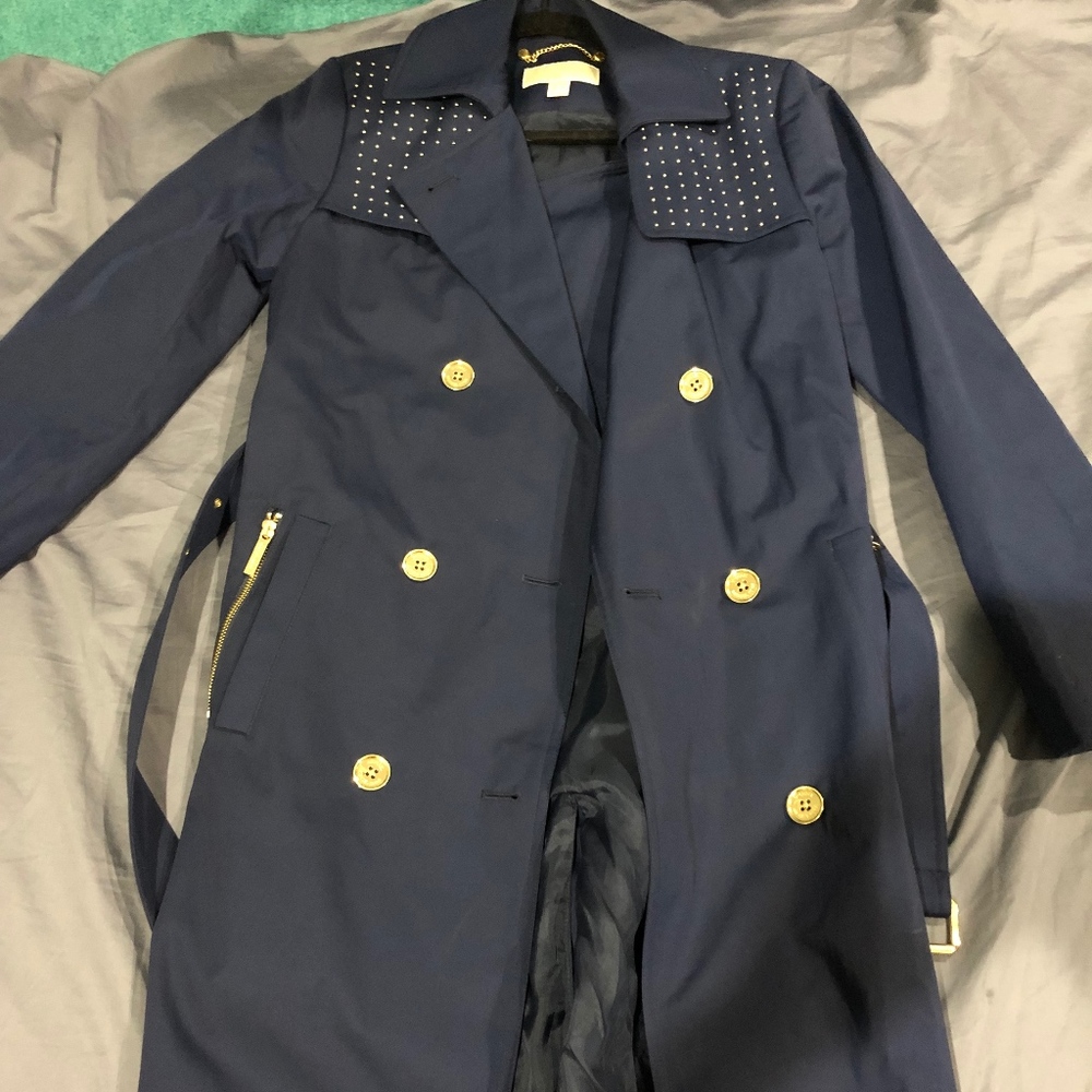 Michael Kors Women's Blue Overcoat Size S